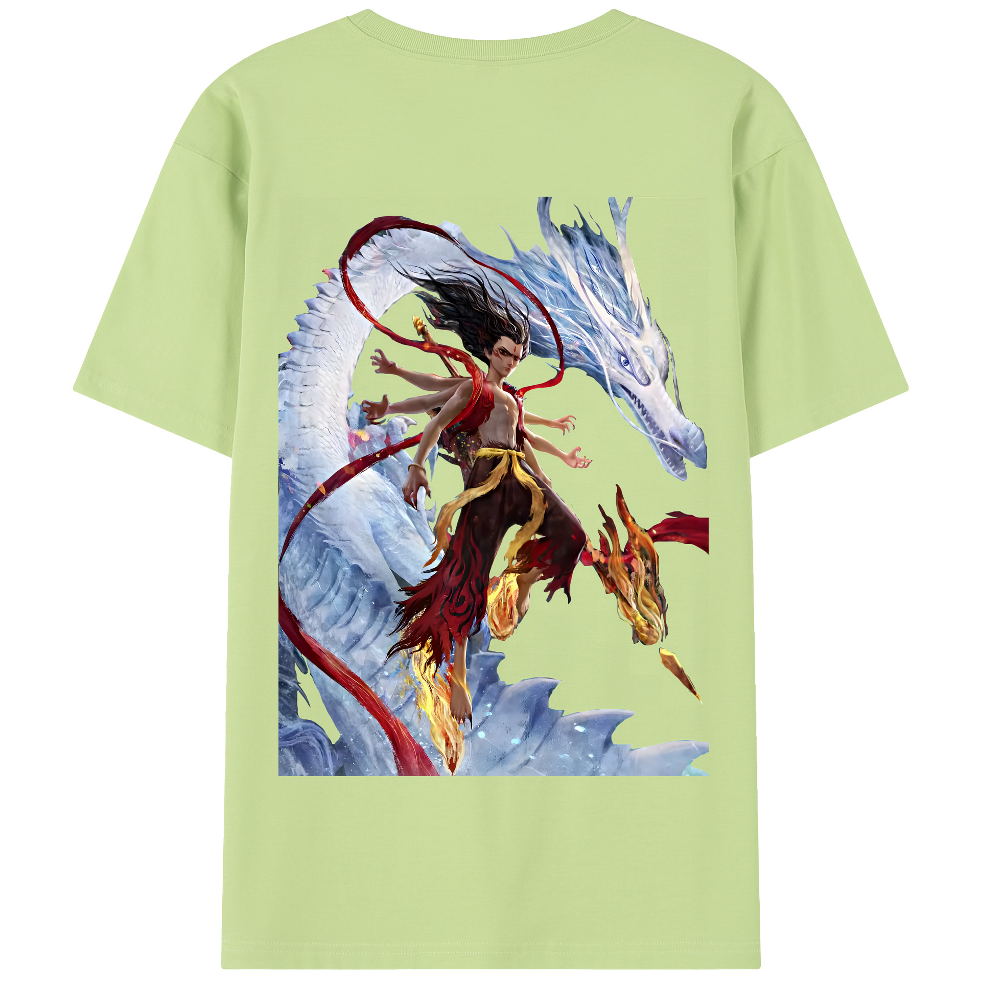 （画像用） Ne Zha 2 ナタ 魔童の大暴れ 綿100％半袖Tシャツ（背面プリント）